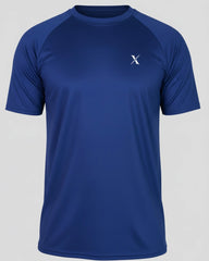 Blue 4 Way Stretch T Shirt with Black Texture