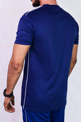 Dri Fit Dark Blue T Shirt with White Piping