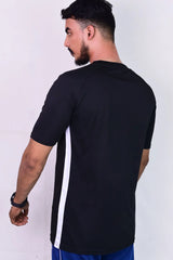 Dri Fit Black T Shirt with White Panel