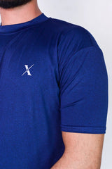 Blue 4 Way Stretch T Shirt with Black Texture