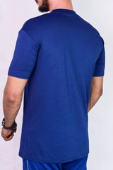 Blue 4 Way Stretch T Shirt with Black Texture